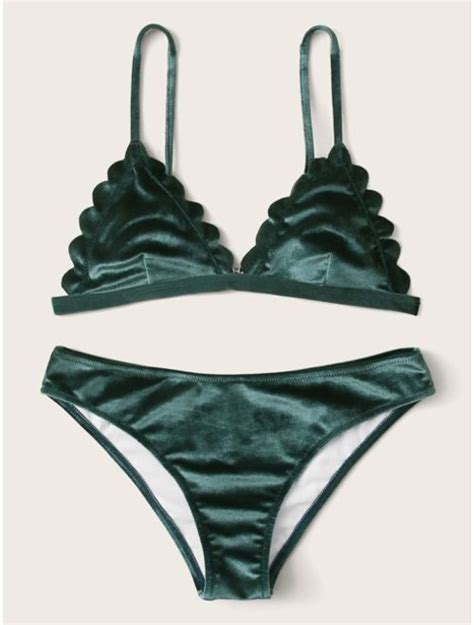 Buy Shein Velvet Triangle Top With Panty Bikini Set Online Topofstyle