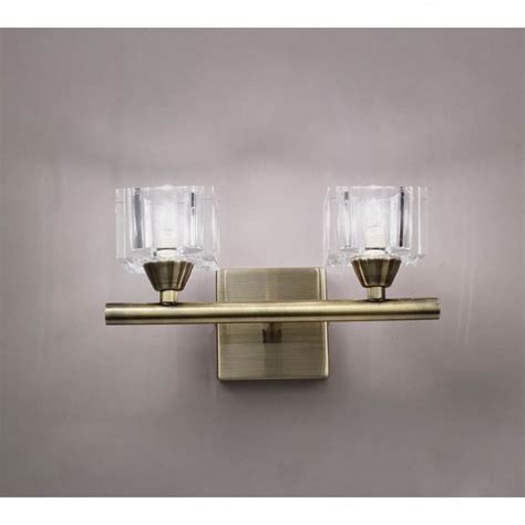 Mantra M2364AB S Cuadrax Double Switched Wall Light In Antique Brass