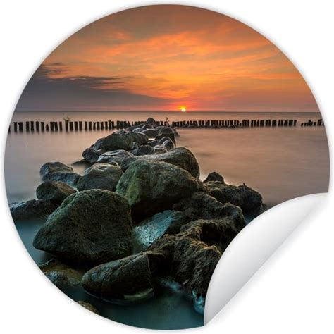 Wallcircle Muurstickers Behangcirkel Zee Zon Stenen Cm