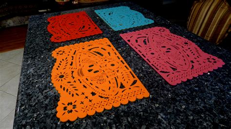 Double Sided Felt Papel Picado Placemat Sets Muertos Patterns Xochico