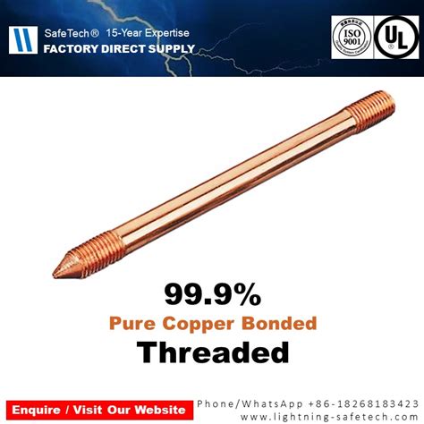 Threaded Ground Rod Copper Bonded Manufacturer Direct Per Ce Ul Nec