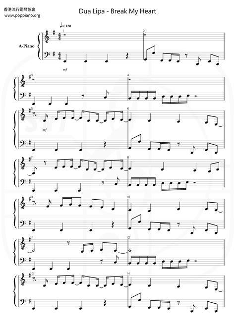 Dua Lipa Break My Heart Sheet Music Pdf Free Score Download ★