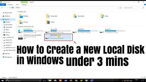 How To Create A New Local Disk In Windows Under Mins Youtube