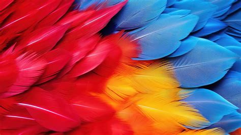 Vibrant Colorful Exotic Parrot Feathers A Blend Of Red Yellow And Blue ...