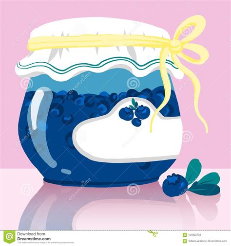 Blueberries Jam Glass Pot Stock Illustration Illustration Of Glass