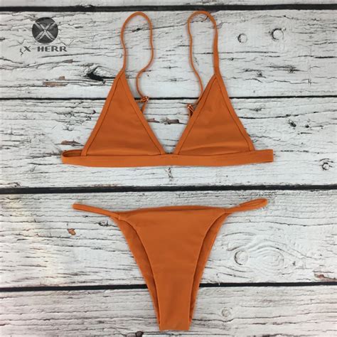 X HERR Micro Bikini Hot Sexy Women Triangle Top Bikinis Swimwear Halter Straps Thong Bottom