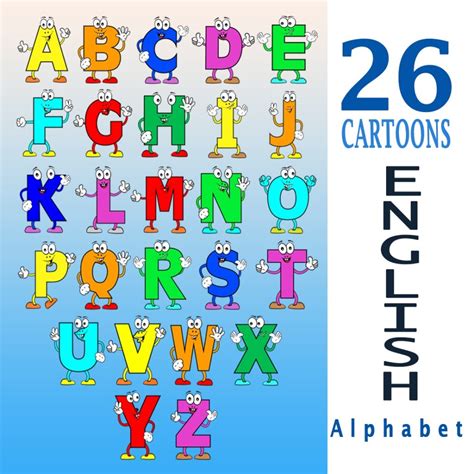english alphabet cartoon characters masterbundles