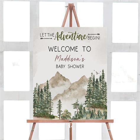 Let The Adventure Begin Pine Tree Baby Shower Invitation Etsy Artofit