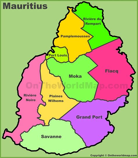 Mauritius District Map - Administrative divisions map of Mauritius - Ontheworldmap.com