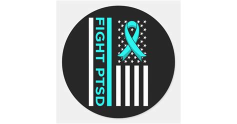 Fight Ptsd Stress Awareness Usa Flag Ribbon Graphi Classic Round