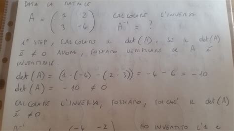 Calcolare Il Determinante Di Una Matrice X E La Sua Inversa Algo