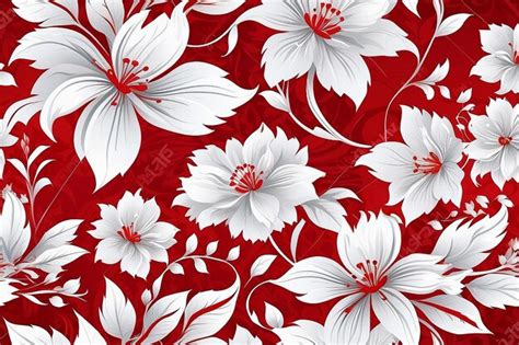 Premium Photo | Seamless floral background Colorful red and white ...