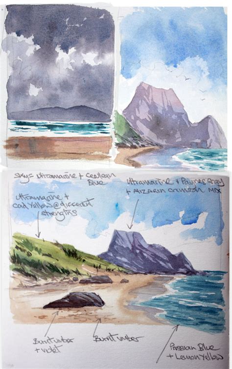 Painting A Watercolour Seascape Step By Step Solving Watercolour