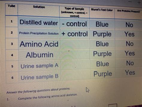 Solved Biuret S Solution Tests For Proteins A Positive Chegg