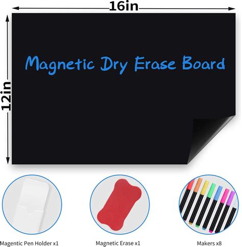 Magnetic Black Dry Erase Board Sheet For Refrigerator X