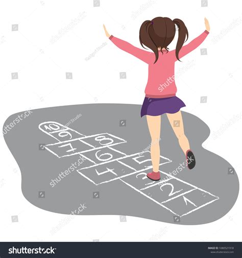 Active Young Girl Playing Hopscotch Having Stock Vector Royalty Free