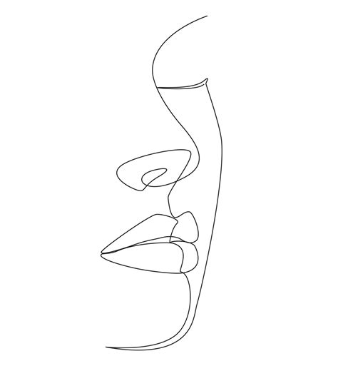 Calm woman face continuous line drawing. Abstract minimalism woman in ...