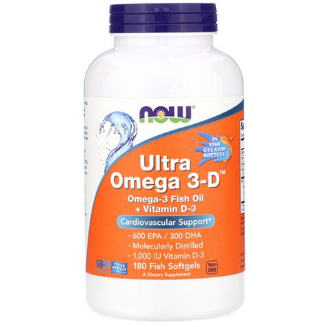 Now Foods, Ultra Omega 3-D, 180 Fish Softgels - iHerb