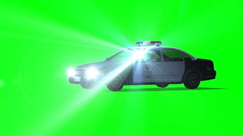 Police Car Observation With Spotlight Green Screen Effect Free Use