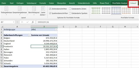 Pivot Tabellen Layout Hands On Excel