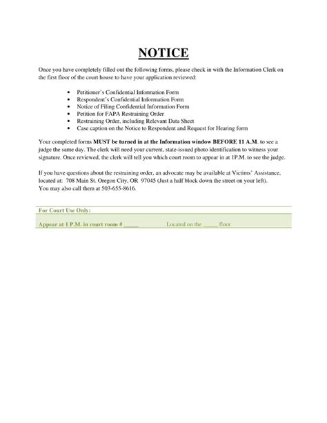 Restraining Order Notice Fill Out Printable Pdf Forms Online