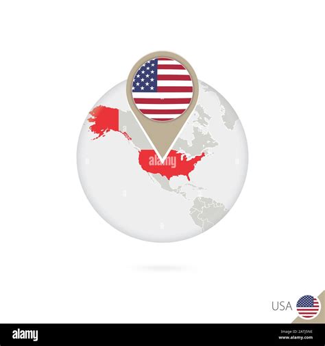 United States of America map and flag in circle. Map of USA, USA flag ...