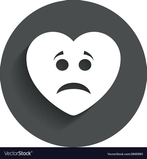 Sad heart face sign icon Sadness symbol Royalty Free Vector