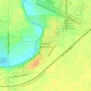 Mounds State Park topographic map, elevation, terrain