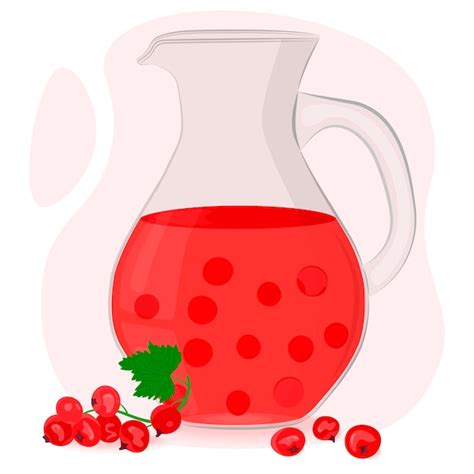 Premium Vector Red Currant Compote In A Glass Decanter Drinking From