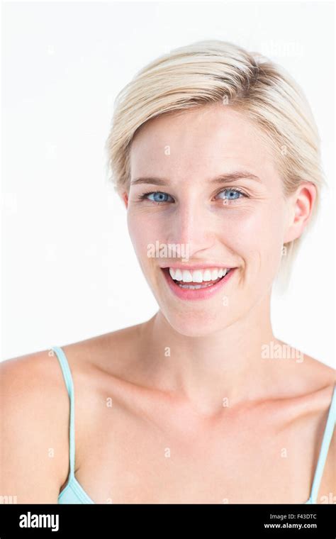Beautiful Blonde Woman Smiling At Camera Stock Photo Alamy