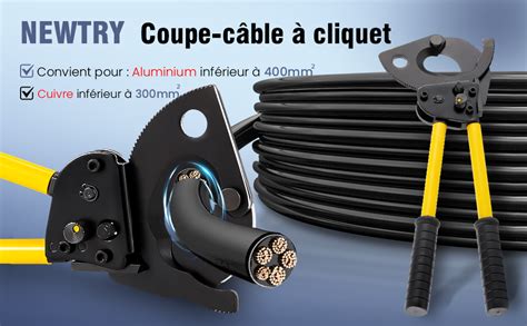 NEWTRY Coupe câble à cliquet Outil de coupe robuste pour fils de cuivre