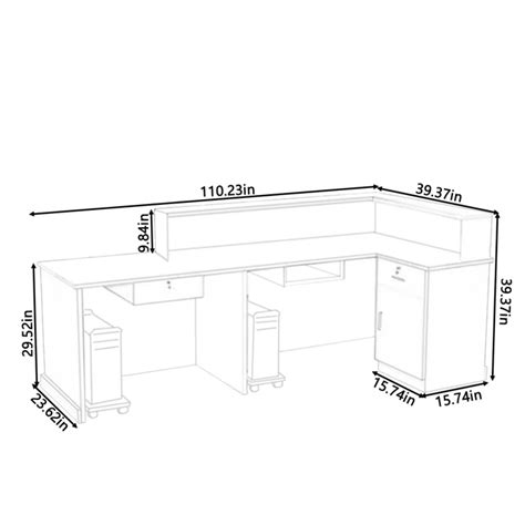 Multifunction 2 Person L-Shape Modern Reception Desk - Custom Reception ...