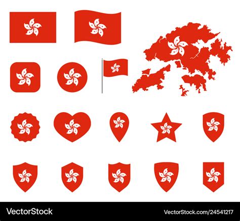 Hong kong flag icons set symbols of the flag Vector Image