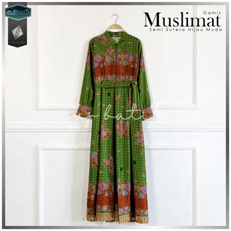 Jual Gamis Muslimat Nu Dress Batik Hijau Pengaosan Fatayat Seragam