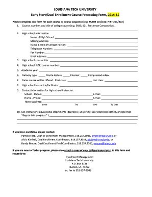 Fillable Online Latech Course Processing Form Louisiana Tech