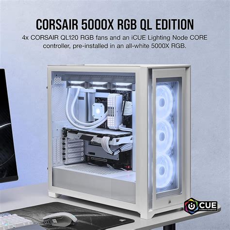 Corsair Icue X Rgb Ql Edition Mid Tower Case True White Four