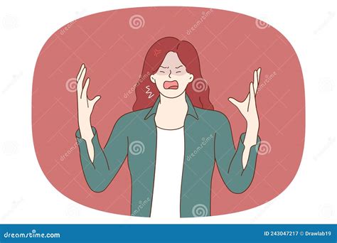 Anger Rage Furious Woman Concept Cartoon Vector 205086235