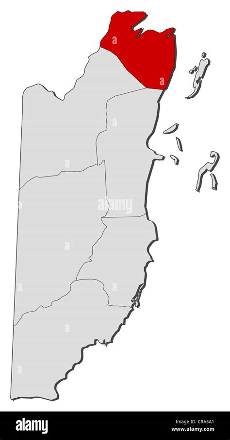 Political Map Of Belize With The Several Provinces Where Corozal Is