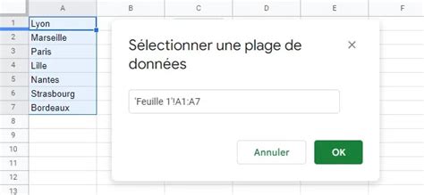 Faire une liste déroulante dans Google Sheets