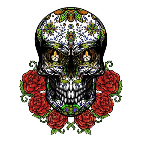 Dia de los muertos cráneo ilustración Vector Premium