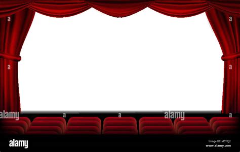 Auditorium With Seating Vector Red Curtain Theater Cinema Screen And