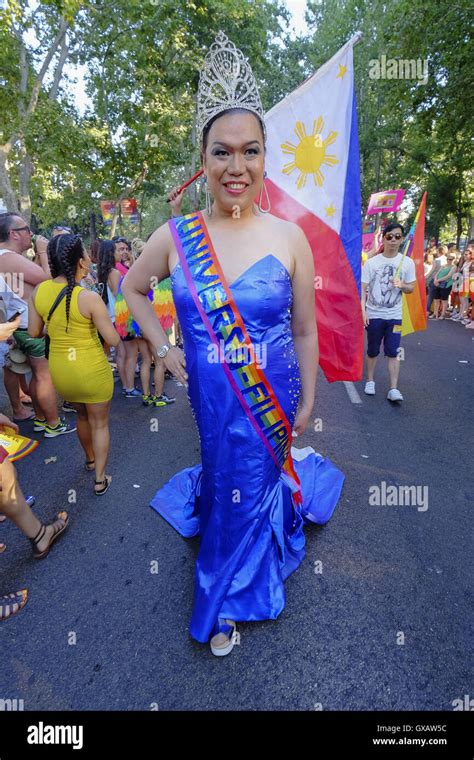 Madrid Gay Pride 2016 Featuring Atmosphere Where Madrid Spain When 29 Jun 2016 Stock Photo