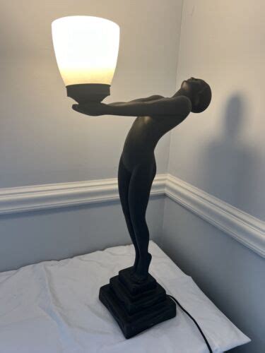 Vintage Art Deco Nude Lady Woman Holding Lamp Erotica Figural Accent