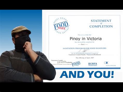 FOODSAFE LEVEL 1 SHOULD YOU CARE Pinoy In Victoria BC YouTube