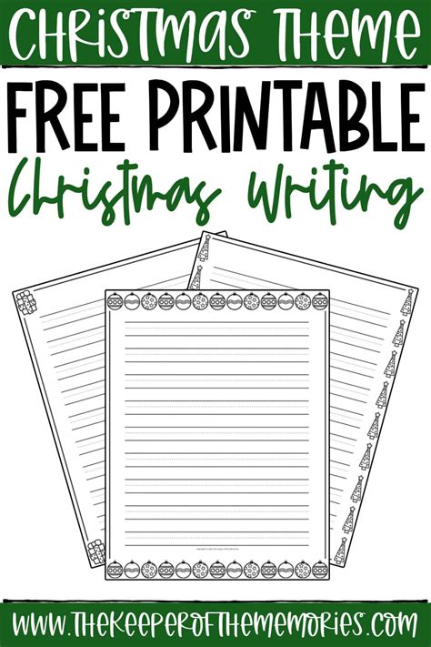 Free Printable Christmas Writing Worksheets The Keeper Of The Memories