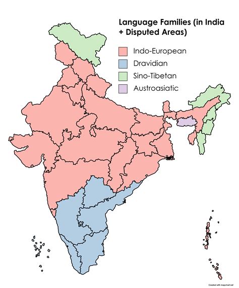 Language Families in India + Disputed Areas : r/MapPorn