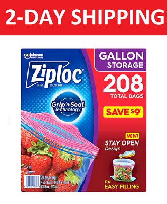 Ziploc Gallon Storage Bags With New Stay Open Design 208 Ct EBay