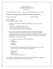 Examen I Glenda docx EDP UNIVERSITY PROGRAMA MAGAE MÉDICO MANATÍ P R