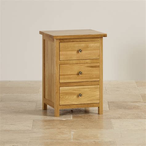 Cairo 3 Drawer Bedside Cabinet In Solid Oak Oak Furniture Land