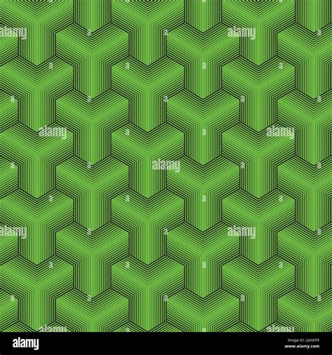 Thin Lines Cubes Seamless Isometric Pattern Vector Tileable Background